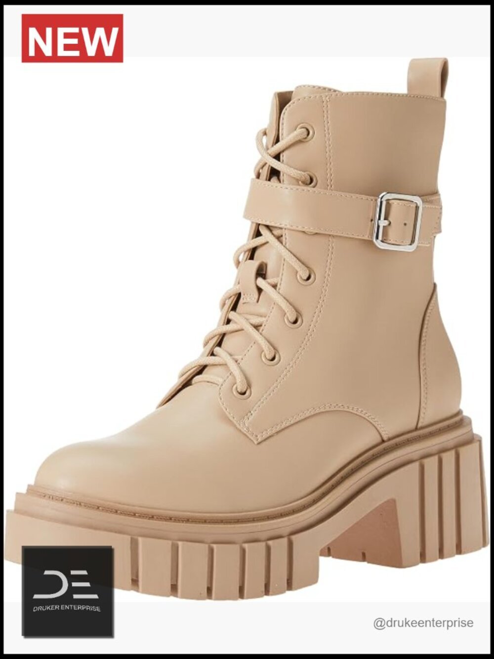 Koi Lace Up Platform Combat Boots Faux Leather Ankle High Wedge